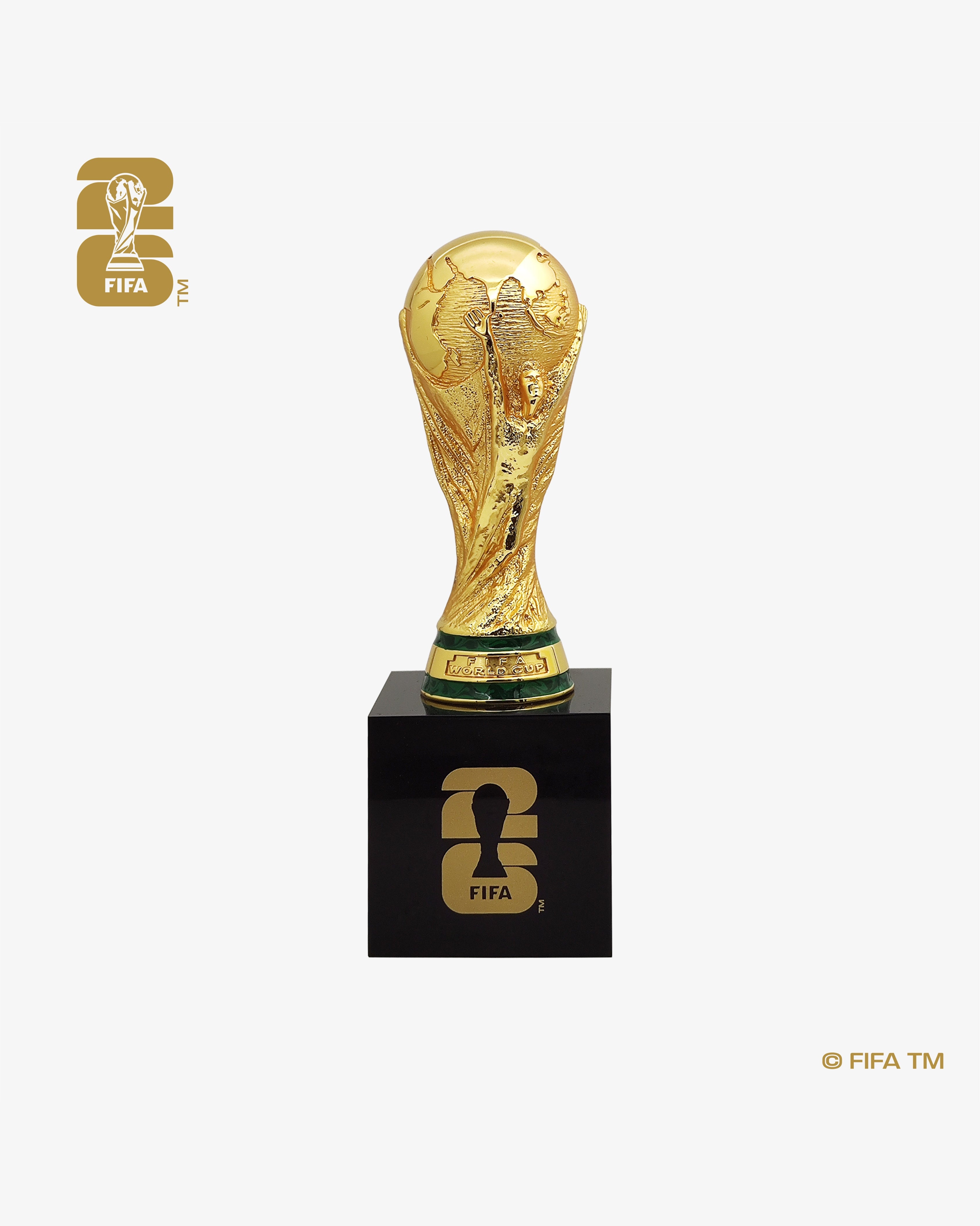 100mm 3D World Cup 26™ Trophy Replica with Pedestal – N10 Sports