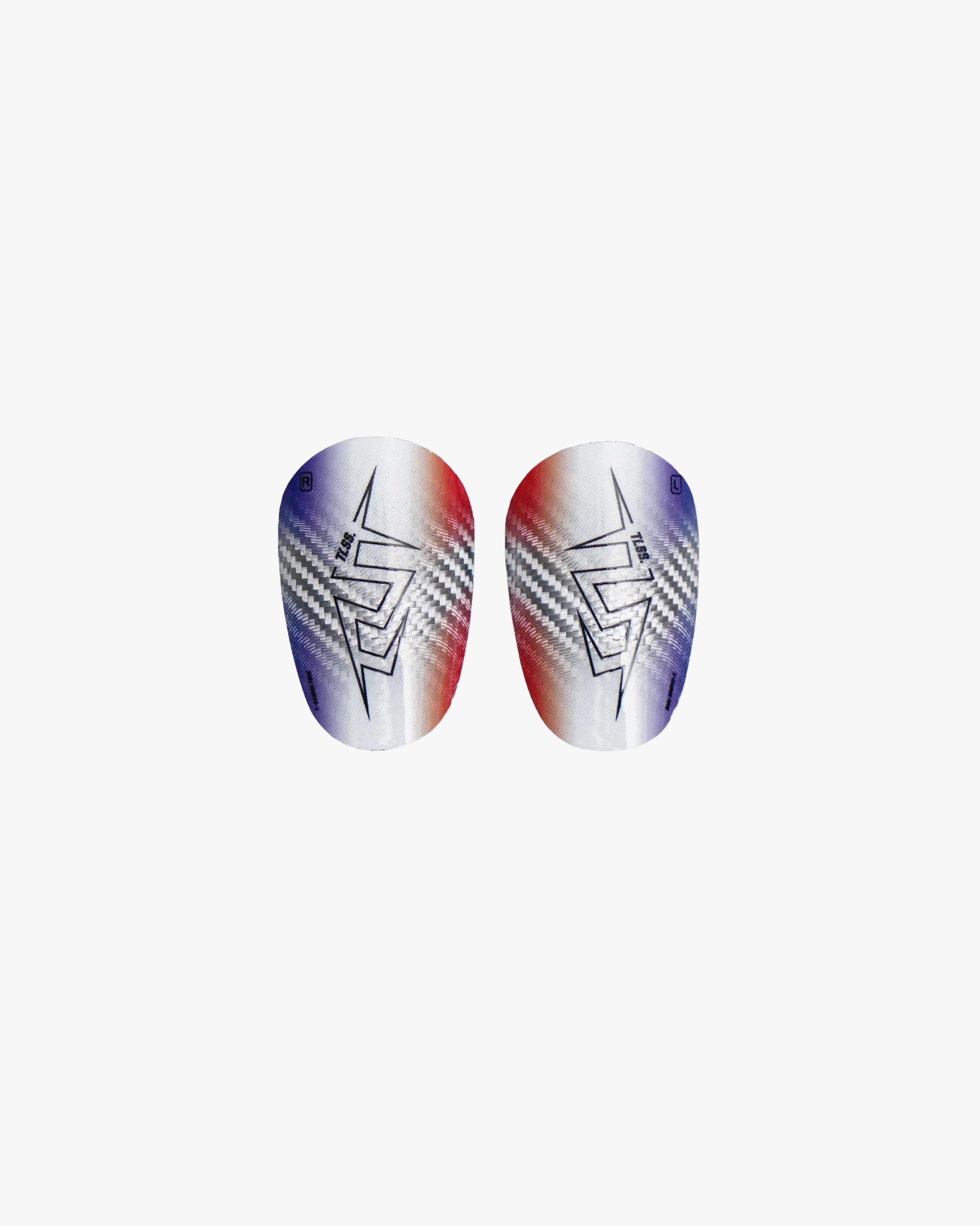 TLSS T7Carbon Fibre MINI Shin Guards - Blue/White/Red
